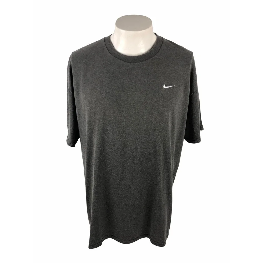 Nike Mens XL Shirt Gray Mini Swoosh Y2K Faded Look Crewneck 50/50 Vintage Tee